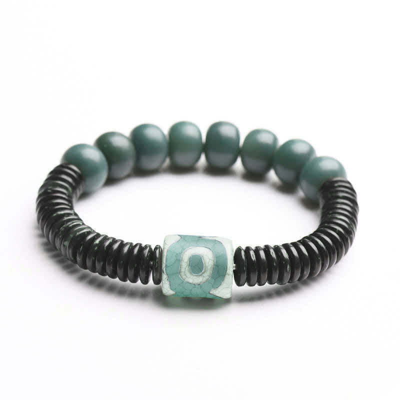 Pulsera tibetana de semilla de Bodhi cian, cuentas Dzi de cáscara de coco para mantener alejados los espíritus malignos