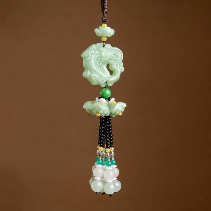 Buddha Stones FengShui Jade PiXiu bendición coche colgante decoración