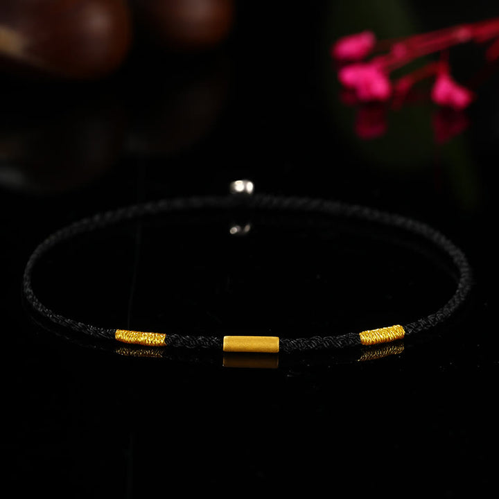 Pulsera de protección trenzada con nudos de los deseos de cuatro hilos hecha a mano con cuentas de oro 999 de Buddha Stones