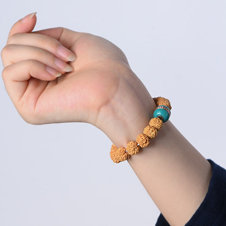 Buddha Stones Tíbet Rudraksha Bodhi Semilla Riqueza Pulsera auspiciosa
