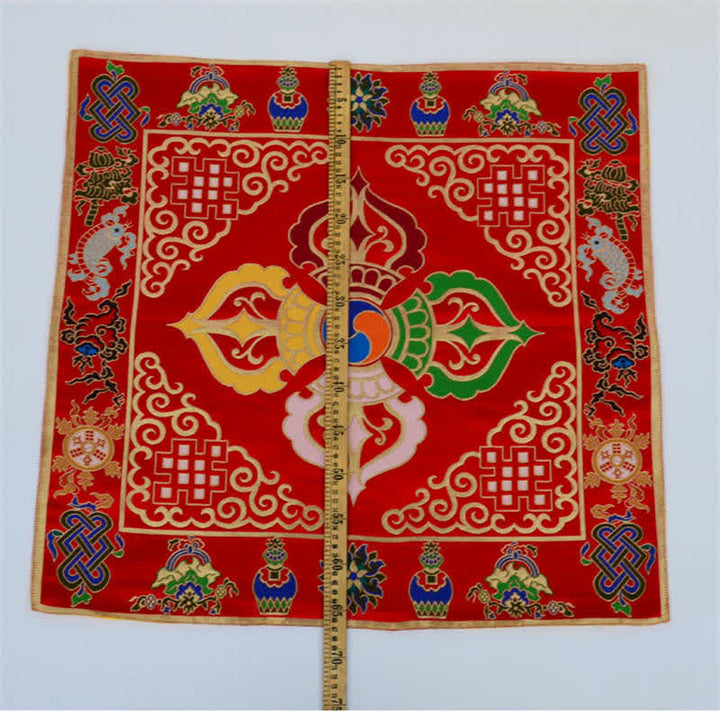 Tapete para altar de oración con nudo sin fin, tapete para meditación curativa, 8 símbolos auspiciosos, camino de mesa