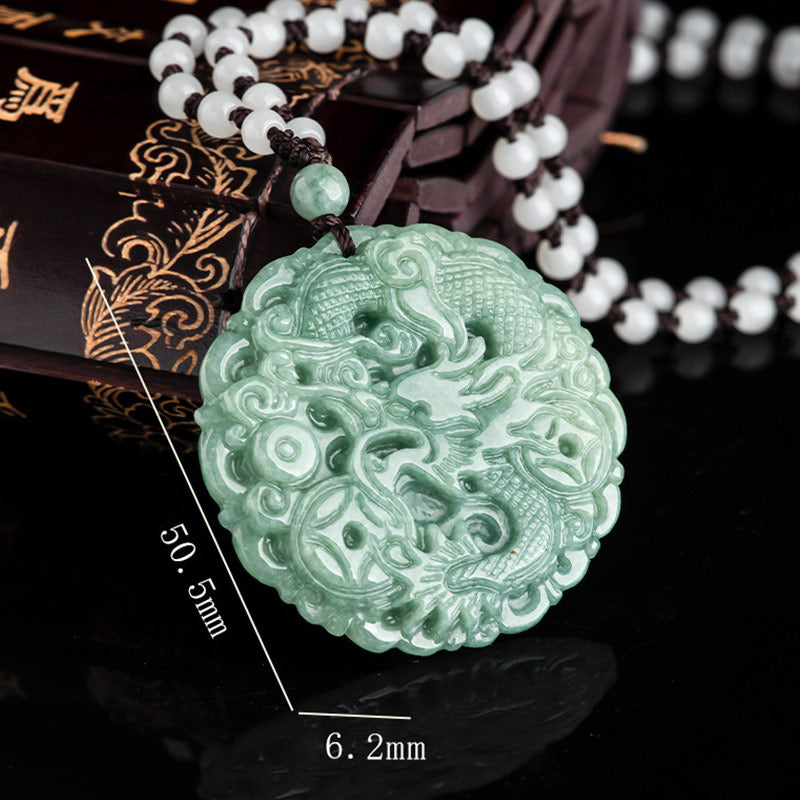 Buddha Stones Dragón del Zodíaco Chino Jade Fortuna Collar Colgante de Cadena - image 8
