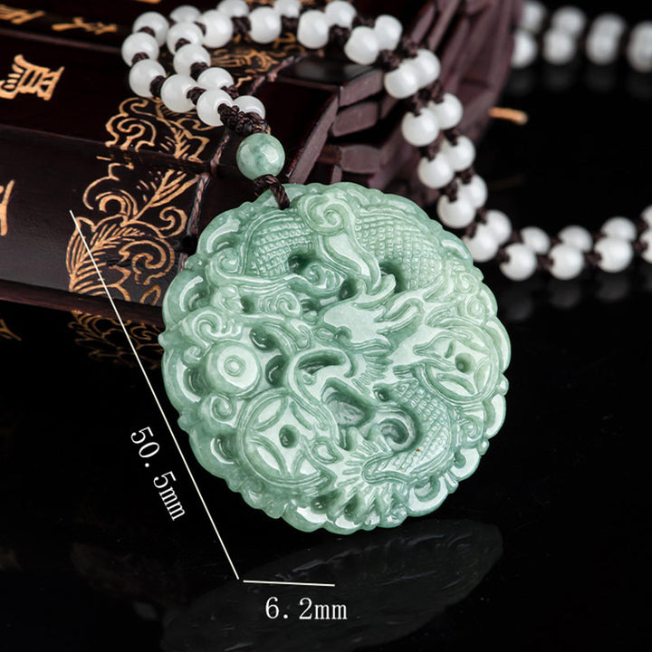 Buddha Stones Dragón del Zodíaco Chino Jade Fortuna Collar Colgante de Cadena - image 8