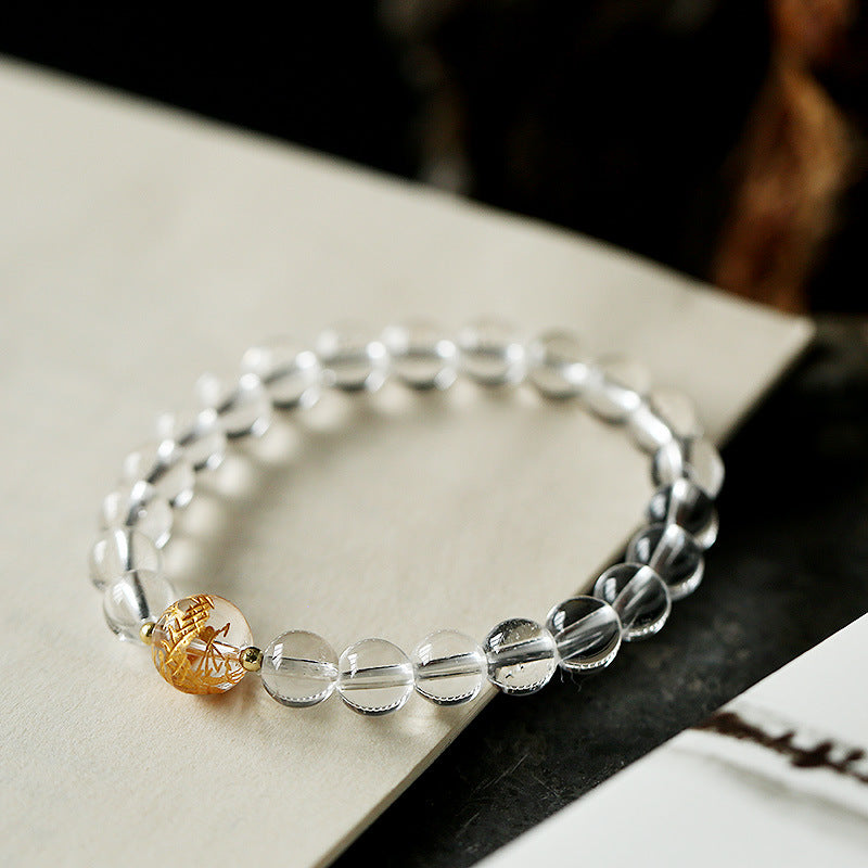 Pulsera de fuerza de dragón de ónix negro de cristal blanco de obsidiana negra natural con Buddha Stones