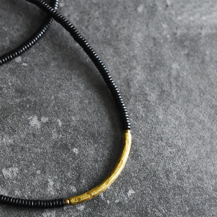 Pulsera multicapa con Buddha Stones, madera de ébano, latón y cobre - image 11