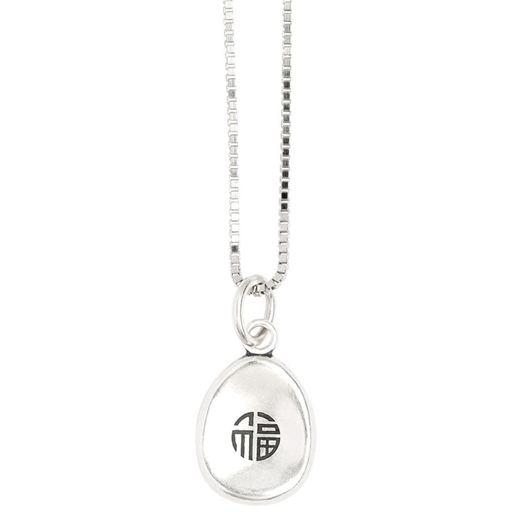 Buddha Stones de plata de ley 999, colgante de collar de cadena de plata de ley 925 con carácter de paz y alegría Fu, suerte y fortuna