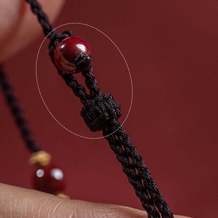 Pulsera de hilo trenzado con cuentas de cinabrio y Buddha Stones , abalorio con carácter Fu