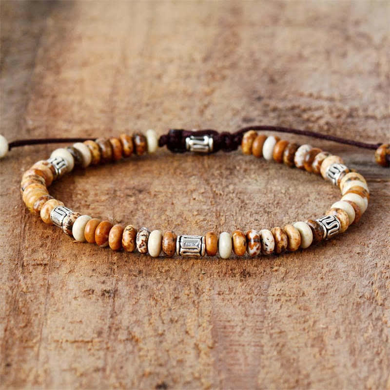 Pulsera de hilo con cuentas positivas de jaspe con imagen