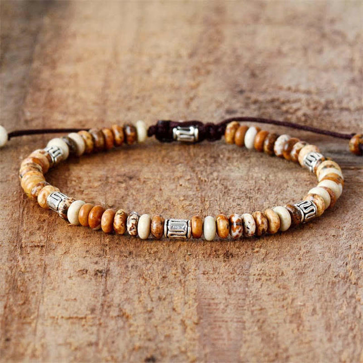Pulsera de hilo con cuentas positivas de jaspe con imagen