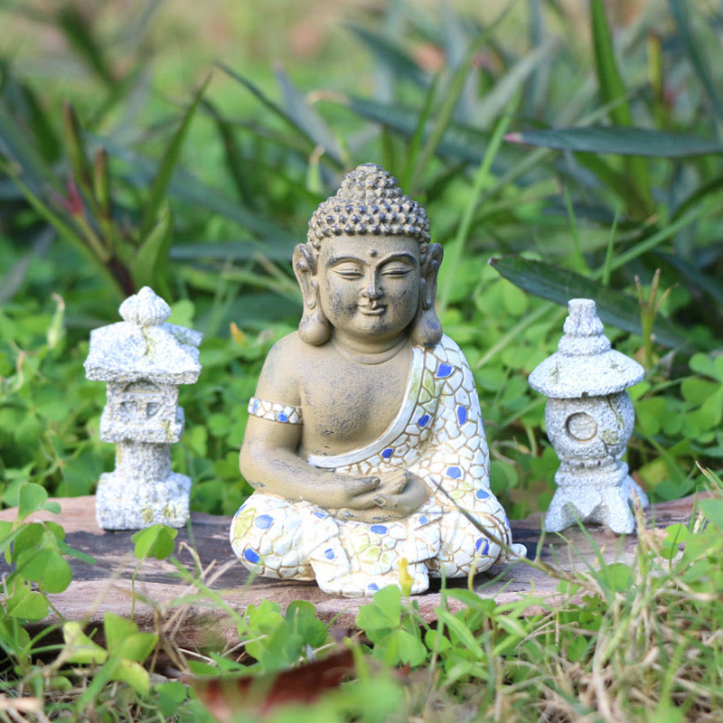Estatua de resina de serenidad de Buda Zen meditando, decoración del hogar