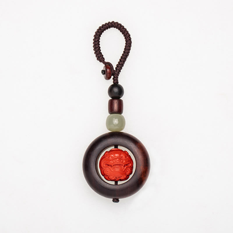 Buddha Stones Tíbet Om Mani Padme Hum PiXiu moneda de cobre hoja pequeña sándalo rojo cinabrio protección llavero