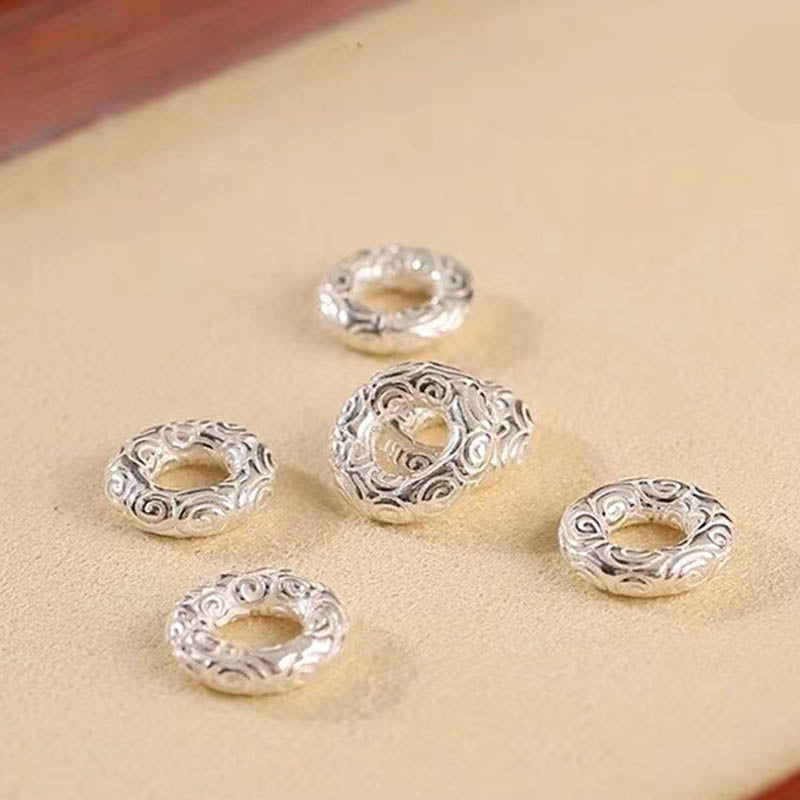 Tobillera con pulsera de sonido y seguridad con hebilla de paz y nubes propicias de Plata de Ley 925 con Buddha Stones