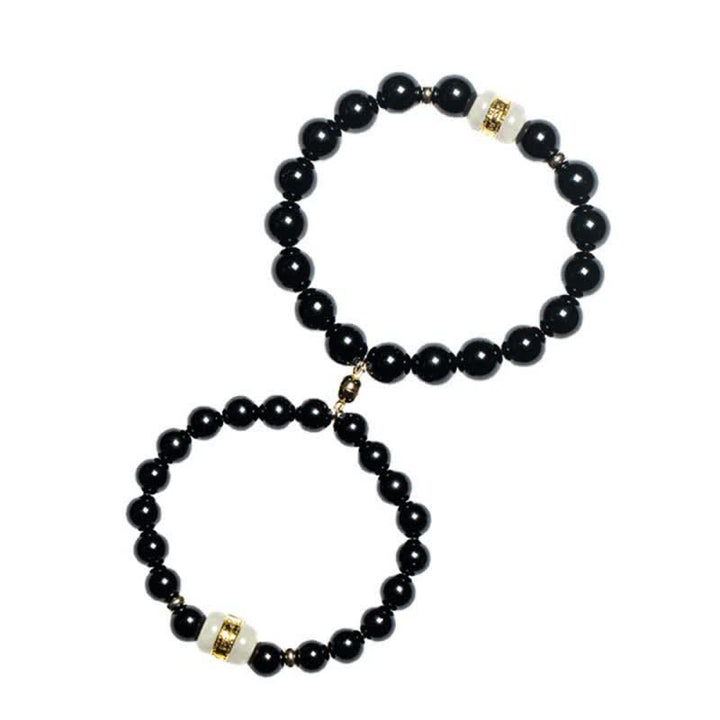 Buddha Stones obsidiana negra Jade Om Mani Padme Hum fuerza pareja pulsera magnética