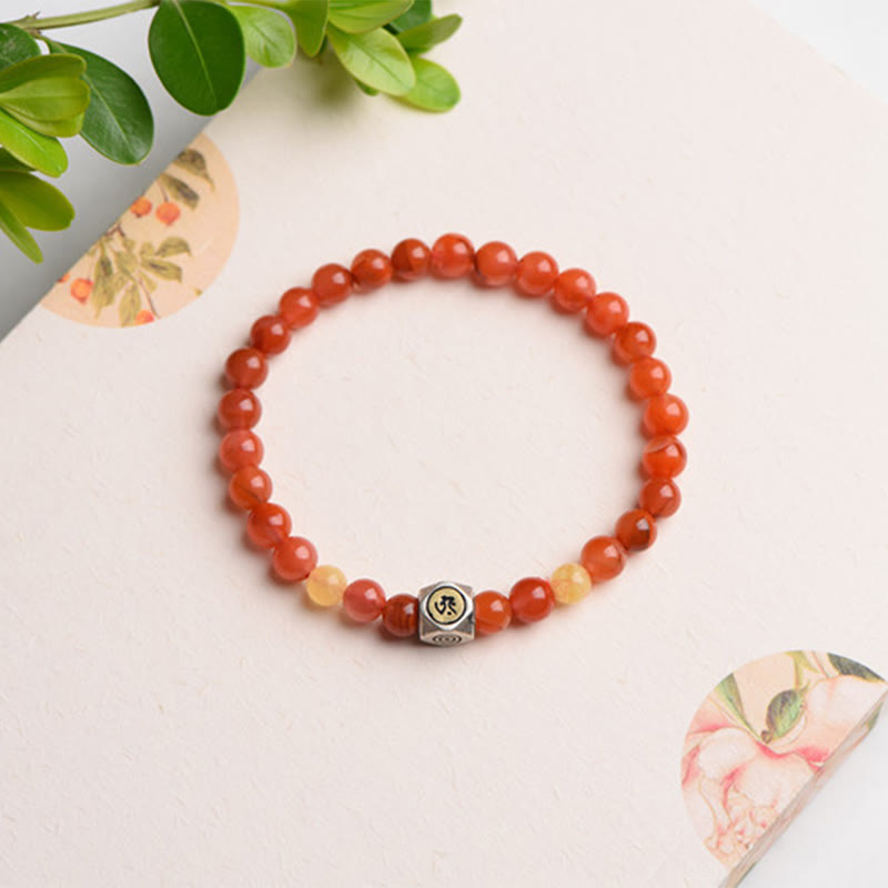 Buddha Stones, Plata de Ley 925, amuleto de Buda natal del zodiaco chino, ágata roja, ámbar, pulsera de autoaceptación - image 3