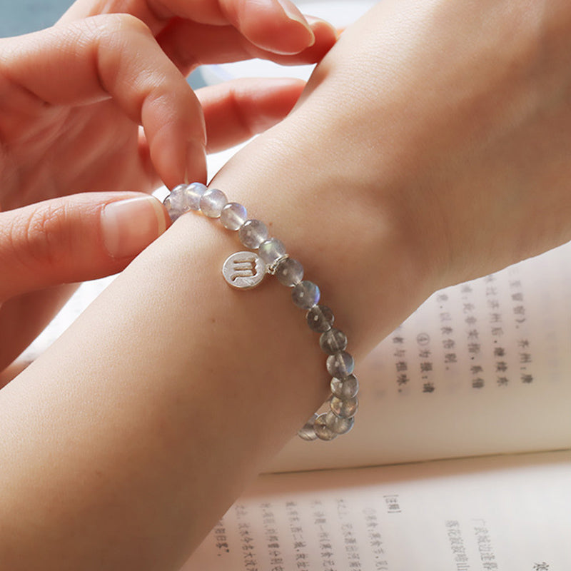 Pulsera con Encanto 12 Constelaciones del Zodíaco Piedra Lunar