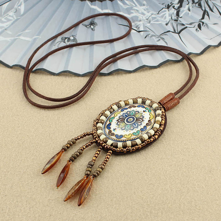 Colgante de collar de creatividad con cuentas de patrón de mandala de Buddha Stones - mandala colorida - image 7