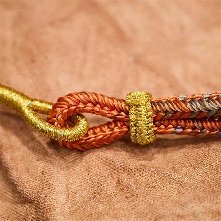 Pulsera hecha a mano con Buddha Stones, cuerda colorida, ocho hilos, nudo de paz, suerte