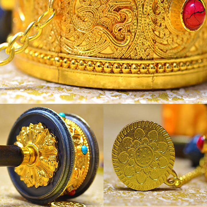 Decoración tibetana de la rueda de oración de la suerte