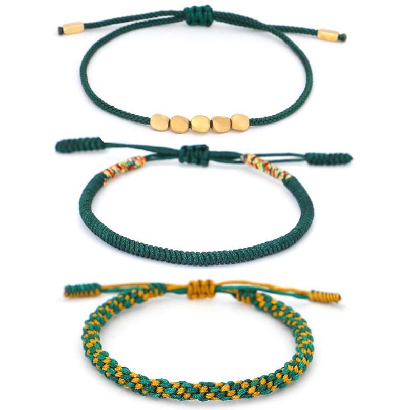 Juego de pulsera de la suerte con Buddha Stones, 3 piezas, cuentas de cobre tibetanas, protección curativa