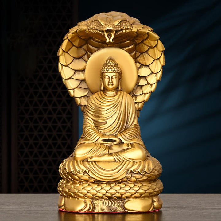 Figura de serpiente de Buddha Stones Shakyamuni, estatua de cobre de serenidad, decoración para el hogar - 11*9*18,5 cm - image 0
