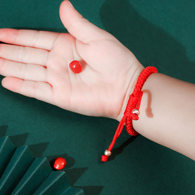 Pulsera de plata de ley 999 con Buddha Stones PiXiu Wealth King Kong con nudo trenzado para niños