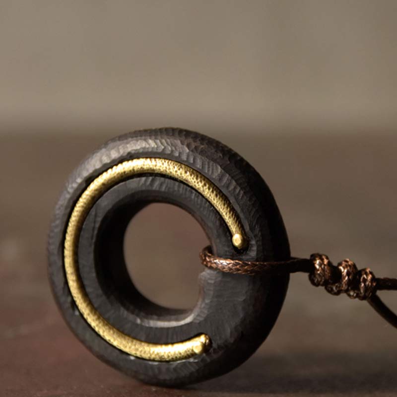 Collar con colgante de madera de ébano con círculo zen y Buddha Stones - image 14
