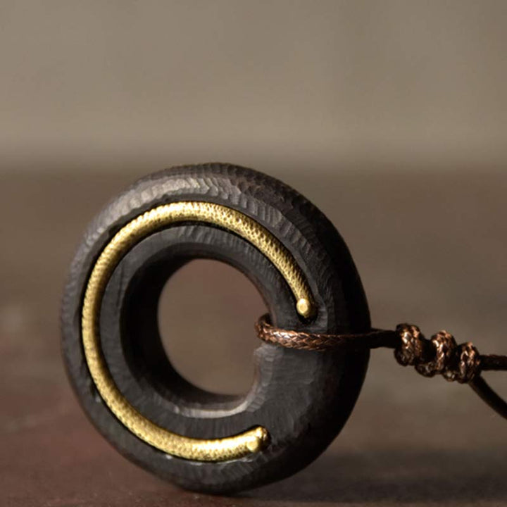 Collar con colgante de madera de ébano con círculo zen y Buddha Stones - image 14