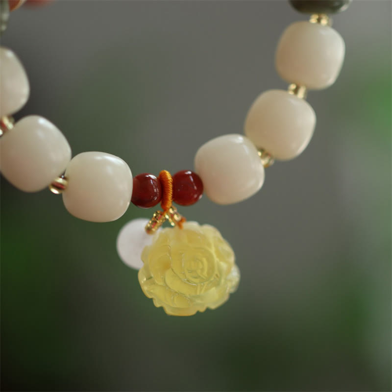 Pulsera de la paz del loto del ámbar de la semilla de Bodhi del gradiente de las Buddha Stones