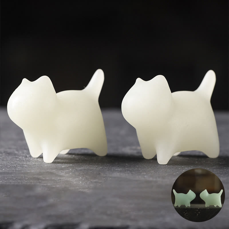 Buddha Stones, 2 uds., Mini gato lindo, piedra luminosa, gato de la suerte, decoración energética - 4,4 x 3,5 x 2,3 cm (2 piezas de gato) - image 0