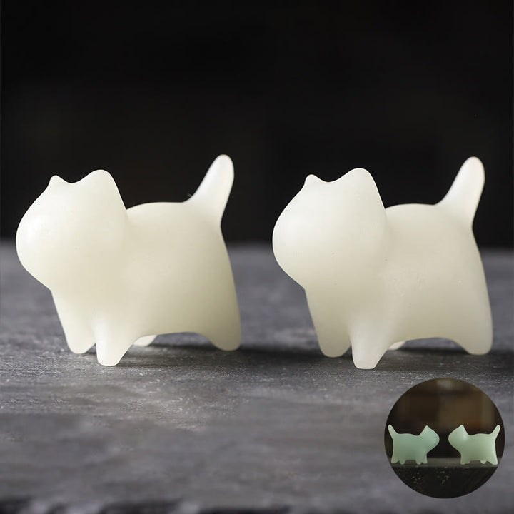 Buddha Stones, 2 uds., Mini gato lindo, piedra luminosa, gato de la suerte, decoración energética - 4,4 x 3,5 x 2,3 cm (2 piezas de gato) - image 0