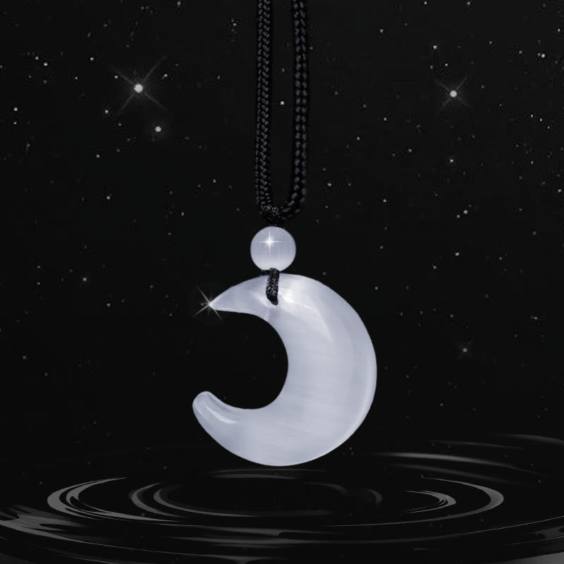 Colgante de collar de protección para pareja, colgante de cristal de selenita de obsidiana con brillo de plata Natural, Buddha Stones, luna creciente, Yin Yang - Cristal de selenita - image 10