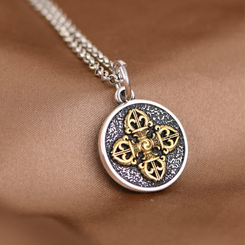 Colgante de plata de ley 925 con Buddha Stones , doble Dorje Vajra, bendición - image 1