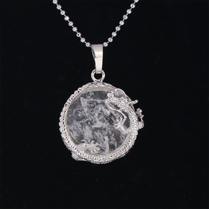 Colgante de collar de energía curativa de cristal de cuarzo Natural de dragón chino con Buddha Stones - Cristal blanco - image 23
