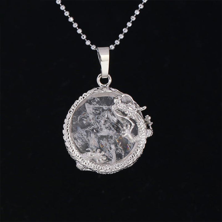 Colgante de collar de energía curativa de cristal de cuarzo Natural de dragón chino con Buddha Stones - Cristal blanco - image 23