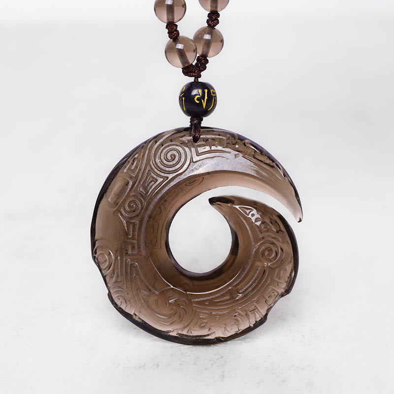 Colgante de collar de fuerza de obsidiana de hielo de obsidiana negra natural con Buddha Stones