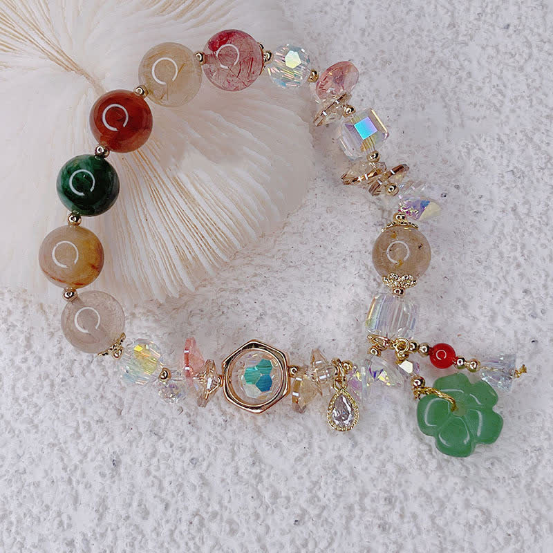 Pulsera de la suerte con cuentas de flores de aventurina verde, Buddha Stones - image 1