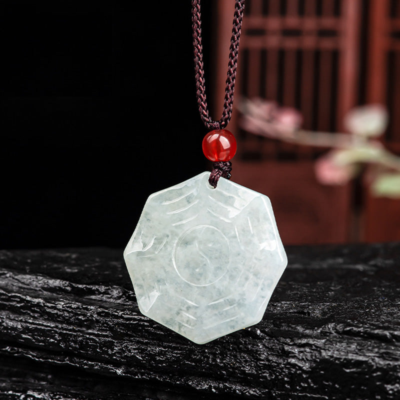 Colgante de collar de suerte de jade natural Bagua Yin Yang - image 2