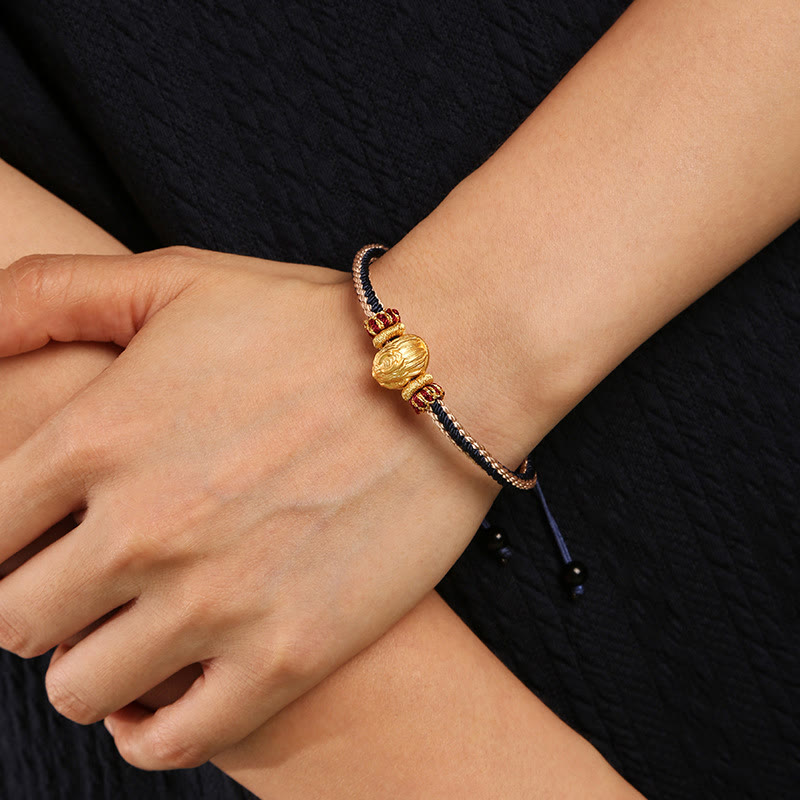 Pulsera trenzada hecha a mano con Buddha Stones de plata de ley 925 con dragón bebé, fuerza de la suerte