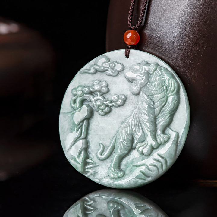 Collar de protección de jade con tigre del zodiaco chino con Buddha Stones, colgante de cadena - image 7