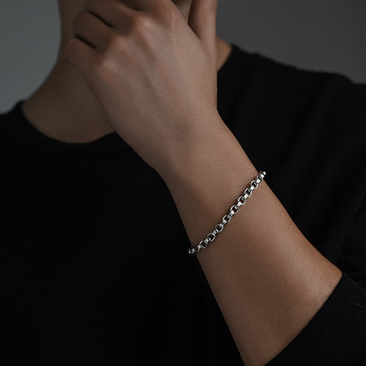 Pulsera de metal creativa con diseño tallado de Om Mani Padme Hum de plata de ley 925 con Buddha Stones