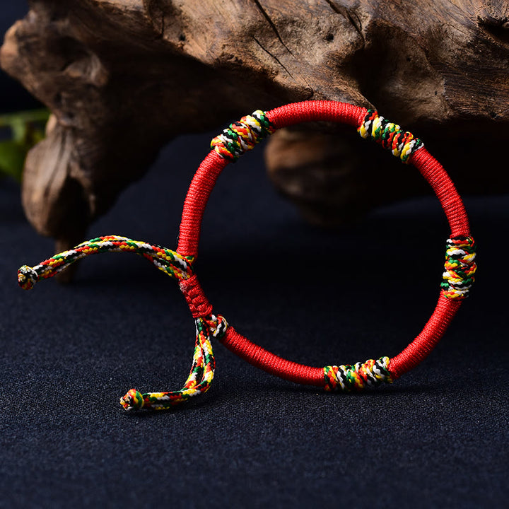 Pulsera de cuerda trenzada de protección de la suerte con nudo King Kong colorido hecho a mano tibetano con Buddha Stones