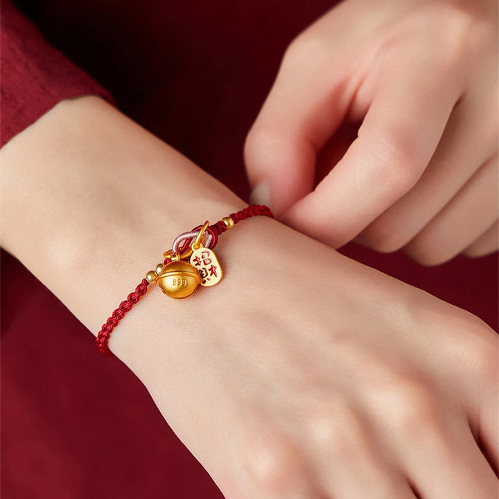 Pulsera de cuerda roja con diseño de personaje Fu hecho a mano con Buddha Stones