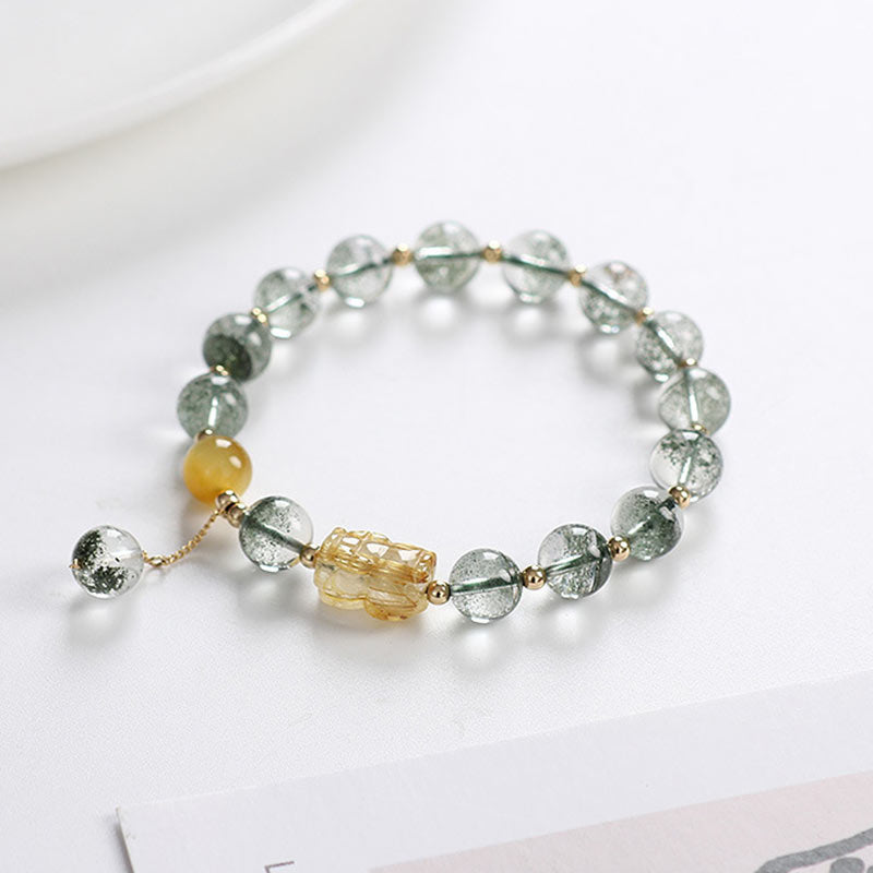 Pulsera de Confianza PiXiu Citrino Fantasma Verde de Buddha Stones