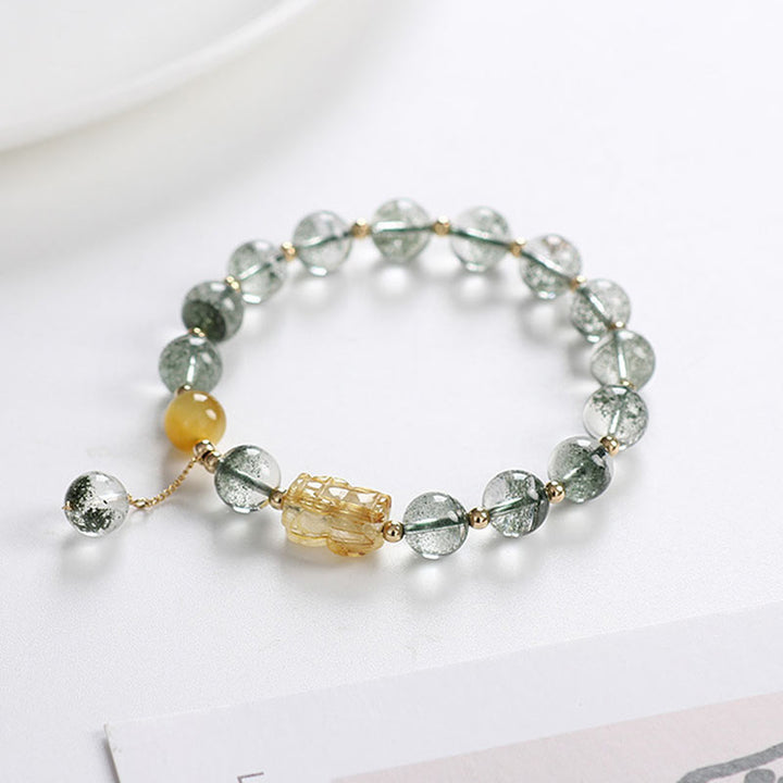 Pulsera de Confianza PiXiu Citrino Fantasma Verde de Buddha Stones