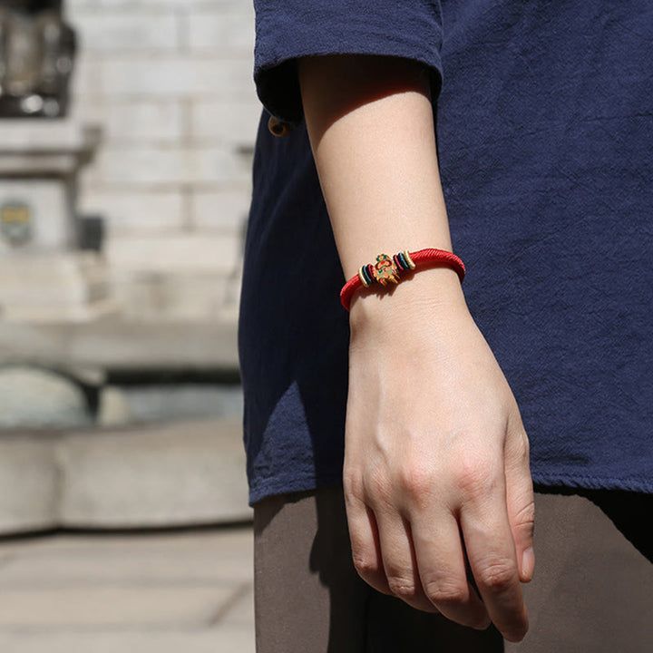 Pulsera roja trenzada de la suerte del zodíaco chino, hecha a mano, de Plata de Ley 925 con Buddha Stones , Año del Dragón