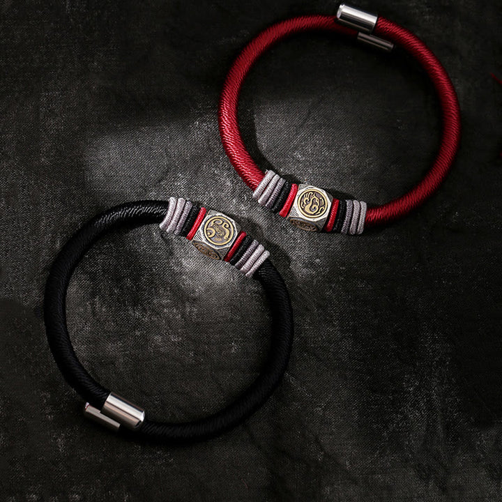 Pulsera de plata de ley 925 con Buddha Stones , nudo perfecto, nudo King Kong, fuerza de la fe