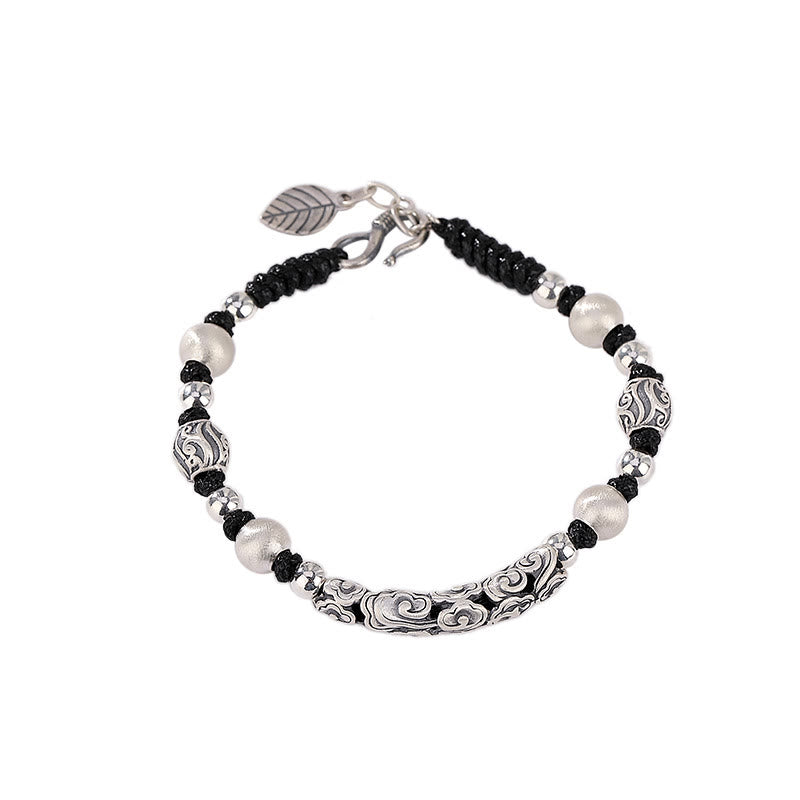 Pulsera de cadena de riqueza de nube auspiciosa de plata de ley 999 de cobre hecha a mano con Buddha Stones del Tíbet
