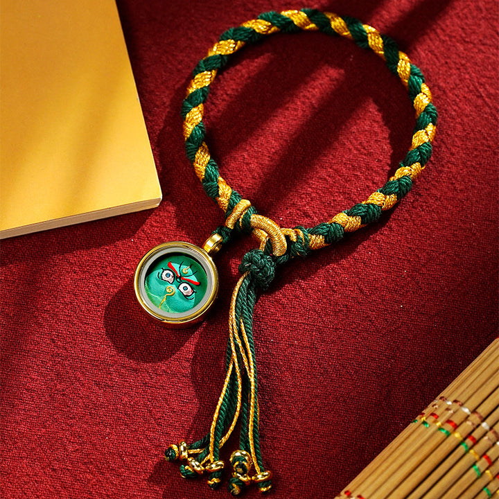 Pulsera trenzada de la suerte con cuerda a escala de dragón, cinco dioses tibetanos hechos a mano con Buddha Stones