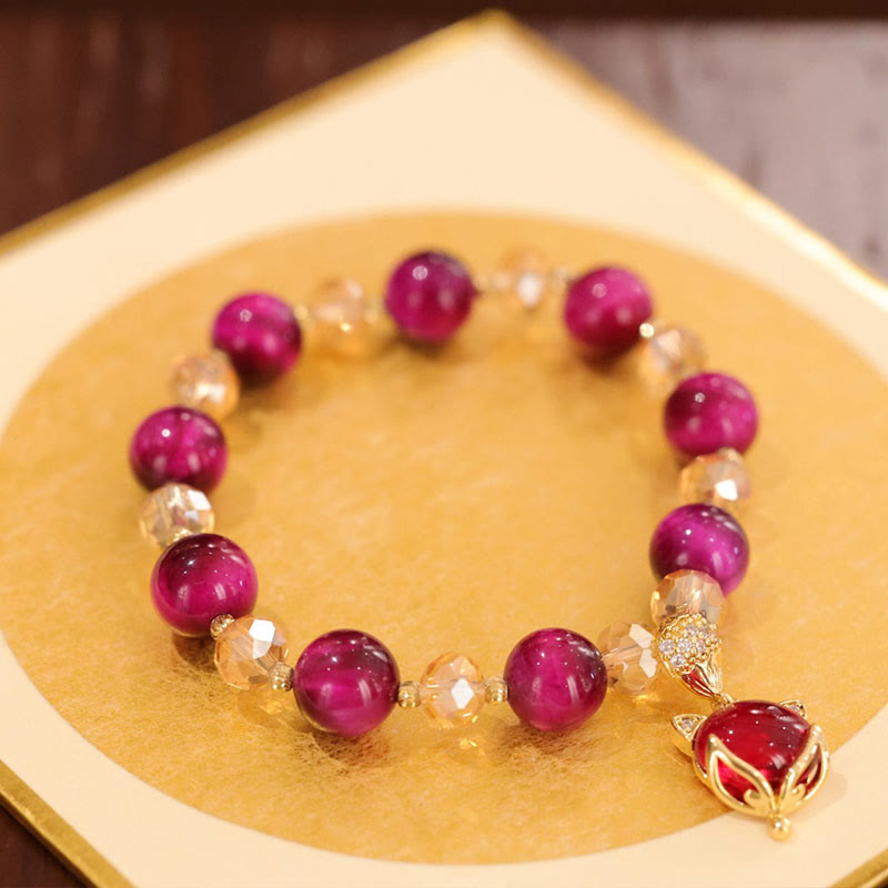 Pulsera de confianza en uno mismo con protección de zorro PiXiu y ojo de tigre rojo de Buddha Stones - image 3