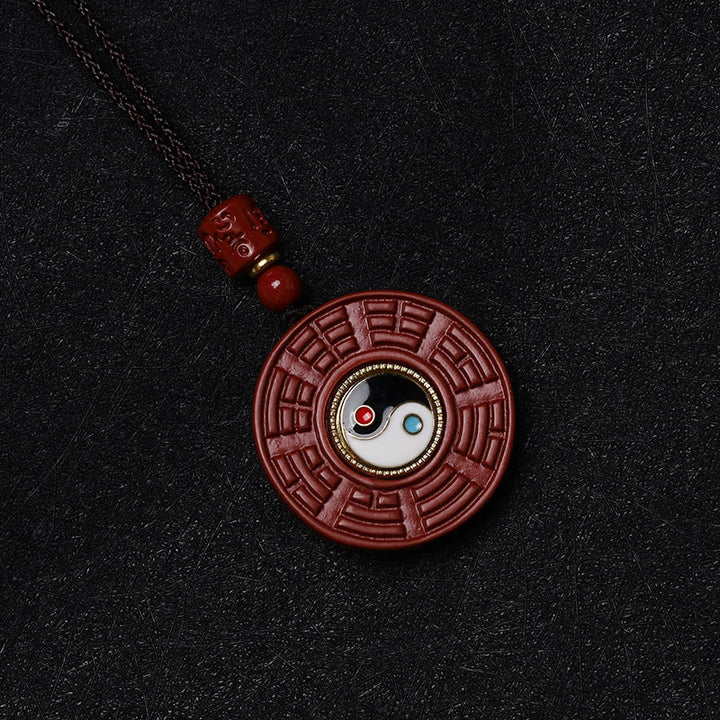 Buddha Stones cinabrio Natural Bagua giratorio Yin Yang mantener alejados los espíritus malignos COLLAR COLGANTE - image 6